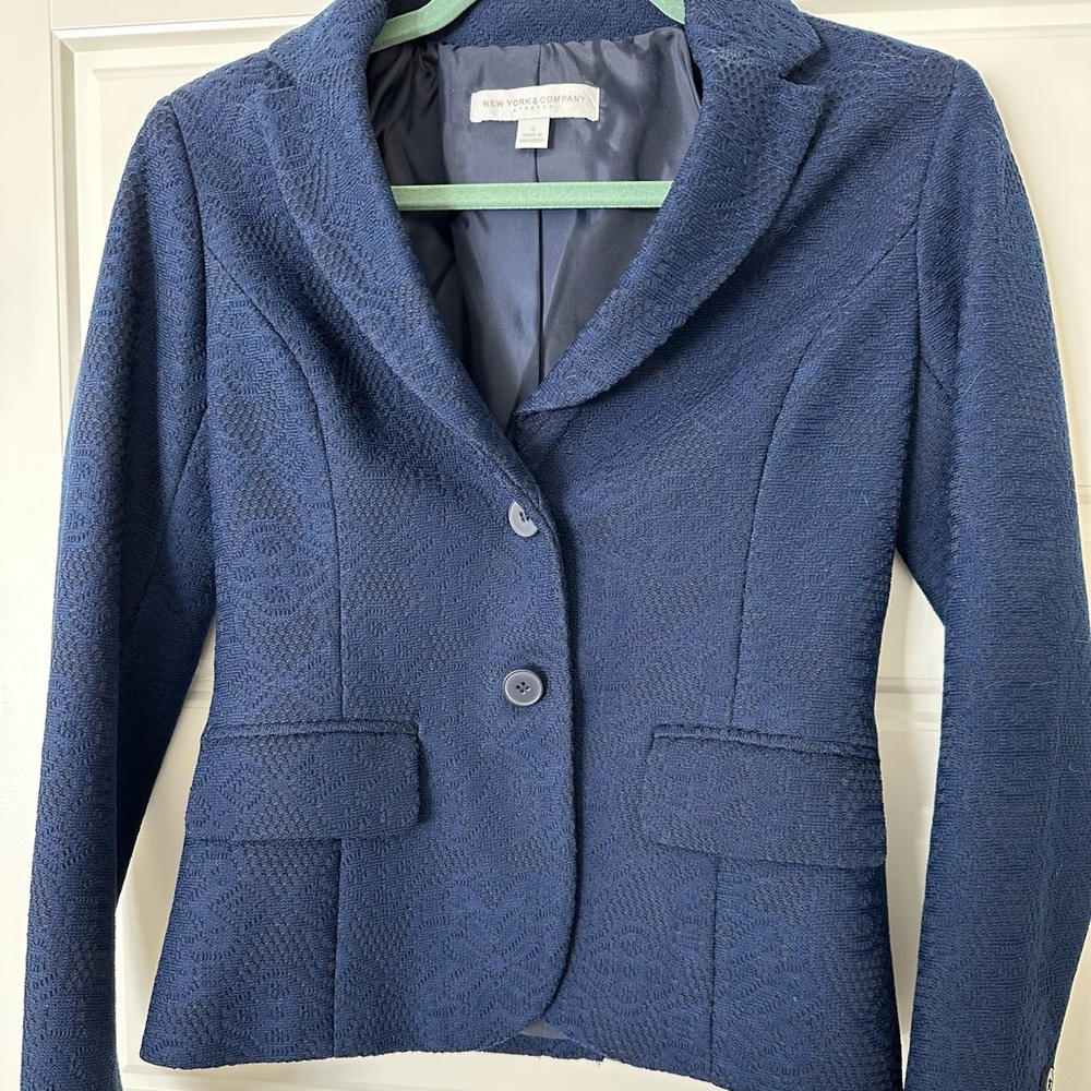 Navy Blue Textured Blazer